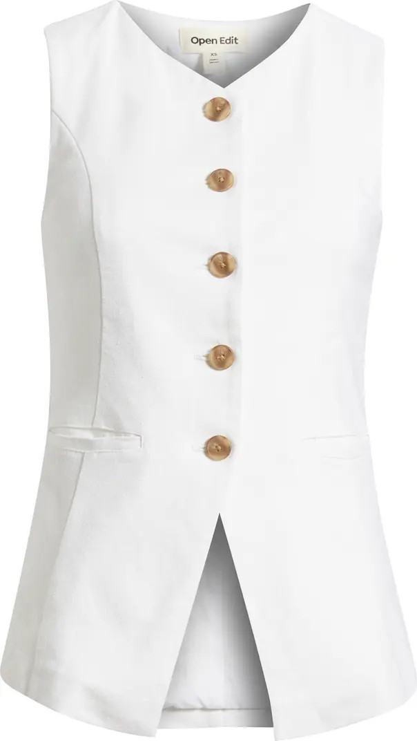 Open Edit Linen Blend Vest | Nordstrom | Nordstrom