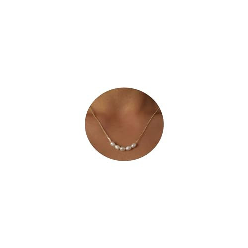 Relveo Dainty Pearl Necklaces for Women,Small Pearl Necklace,14K Gold Plated Necklaces Pearls Choker Pearl Chain Elegant Jewelry | Amazon (US)
