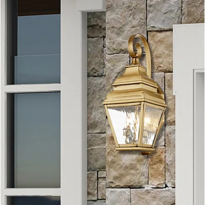 Acadia 2-Light Outdoor Wall Lantern Charlton Home® Finish: Antique Brass | Wayfair North America