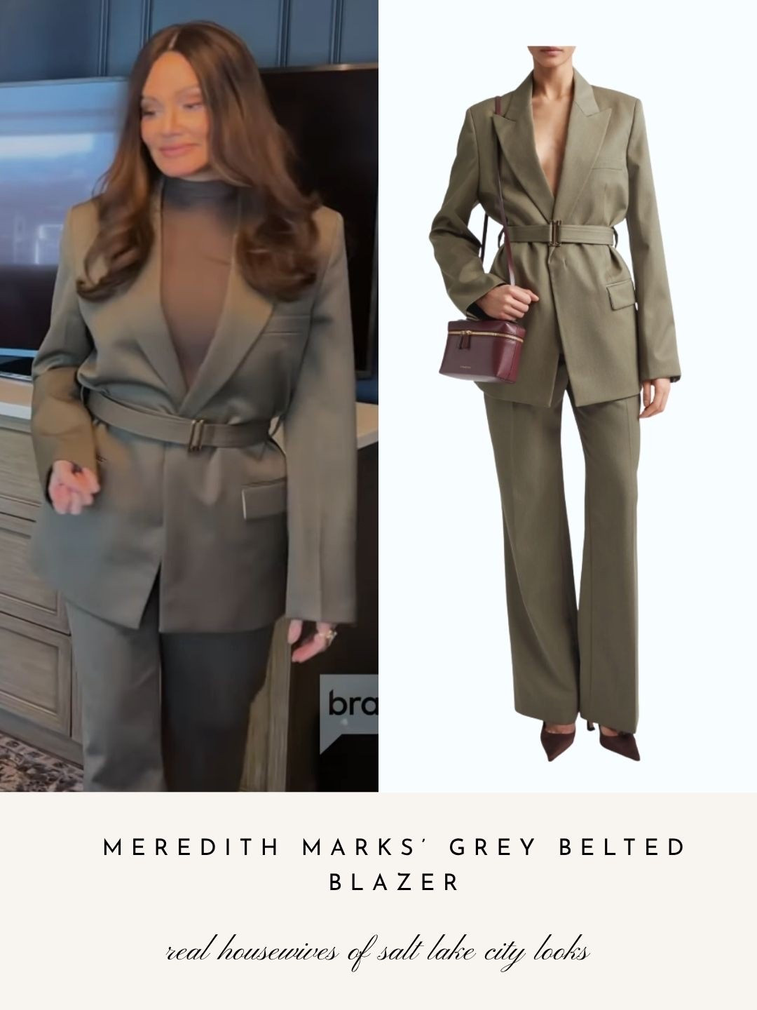Meredith Marks’ Grey Belted Blazer