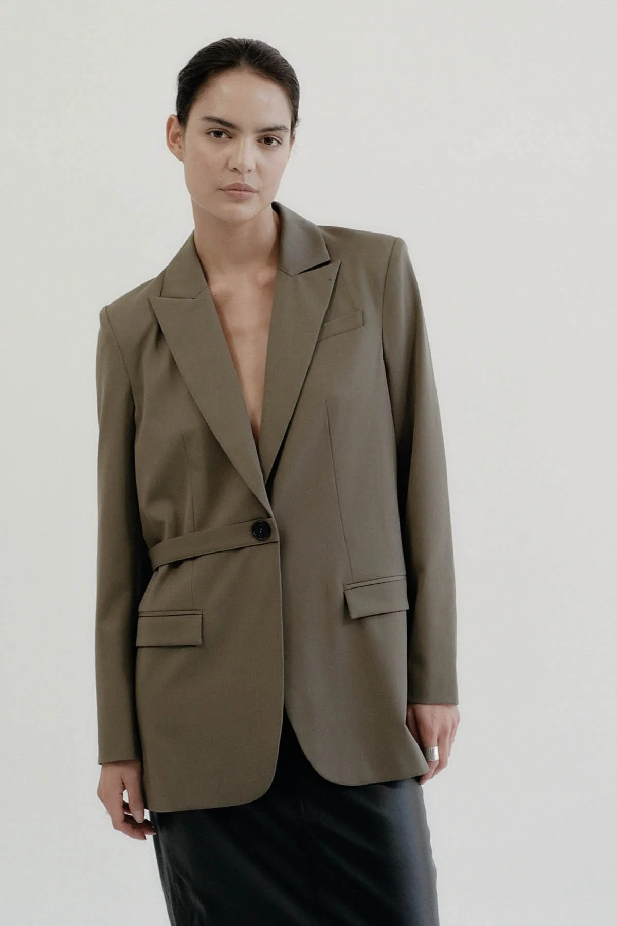 Belt Detail Blazer - Kelp | St. Agni