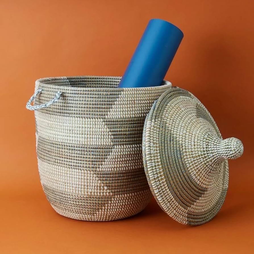 19" Medium Storage Basket Gray Hooded Lid | Amazon (US)