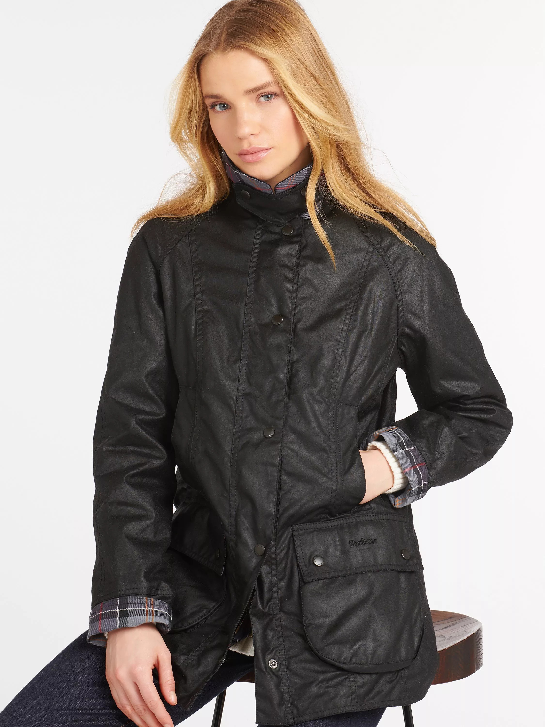 Barbour Bedale Plain Wax Jacket, Black | John Lewis (UK)