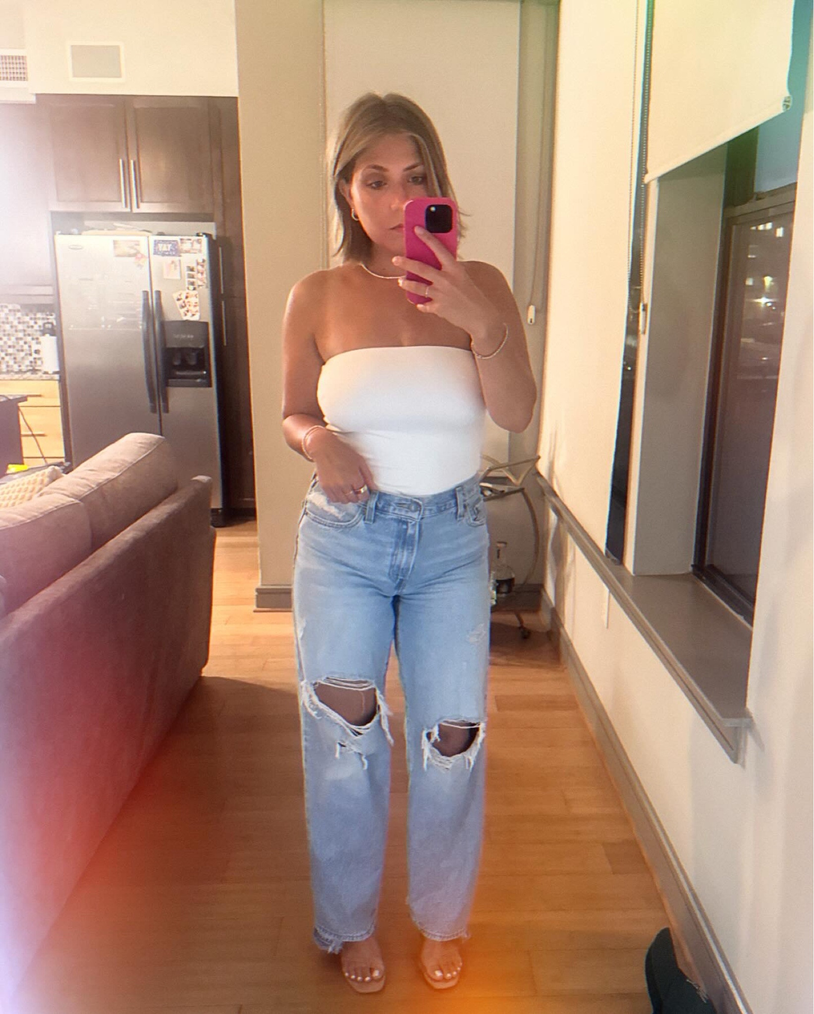 Simple summer. Top isn’t see through, so so nice and comfy. I’d size down in jeans. They are fav. Cute with a heel or sneaker 

#LTKFindsUnder100