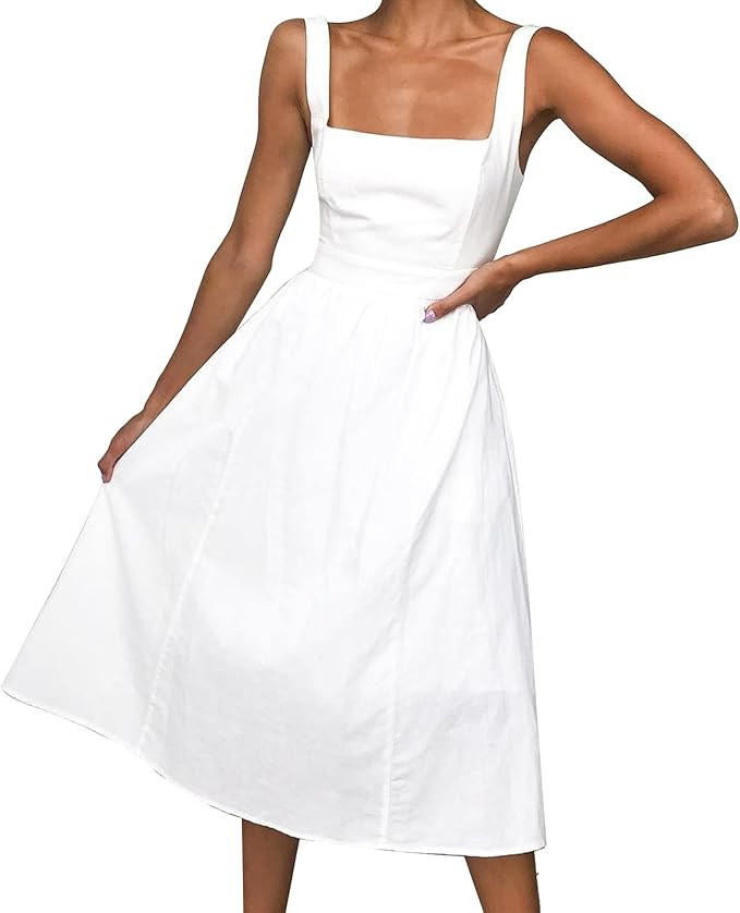 Ailezt Dresses for Women 2023 Dressy Casual Dresses for Dress for Sexy Square Neck Spaghetti Wom... | Amazon (US)