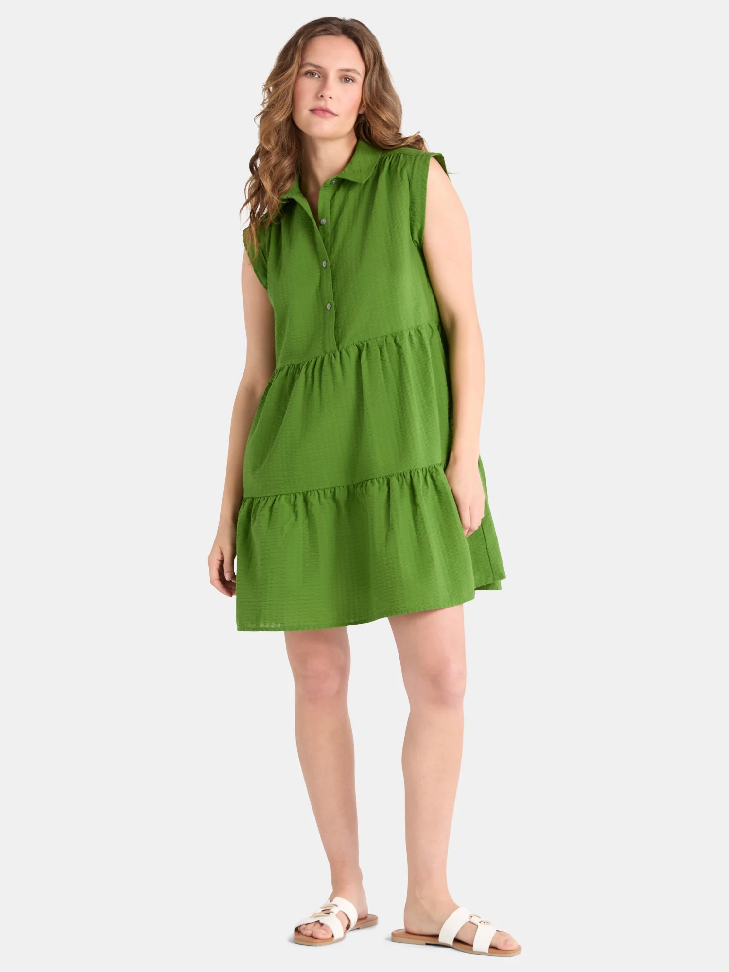 Time and Tru Women's Tiered Mini Shirtdress, Sizes XS-XXXL | Walmart (US)