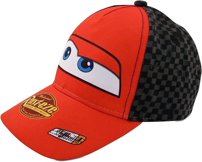 Disney Boys Cars Lightning McQueen Cotton Baseball Cap, Ages 4-7, Cars Red with Black | Amazon (US)