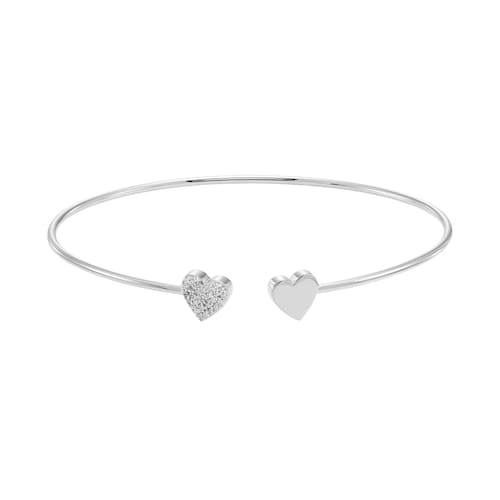 Sterling Silver 1/10 Carat T.W. Diamond Heart Cuff Bracelet | Kohl's
