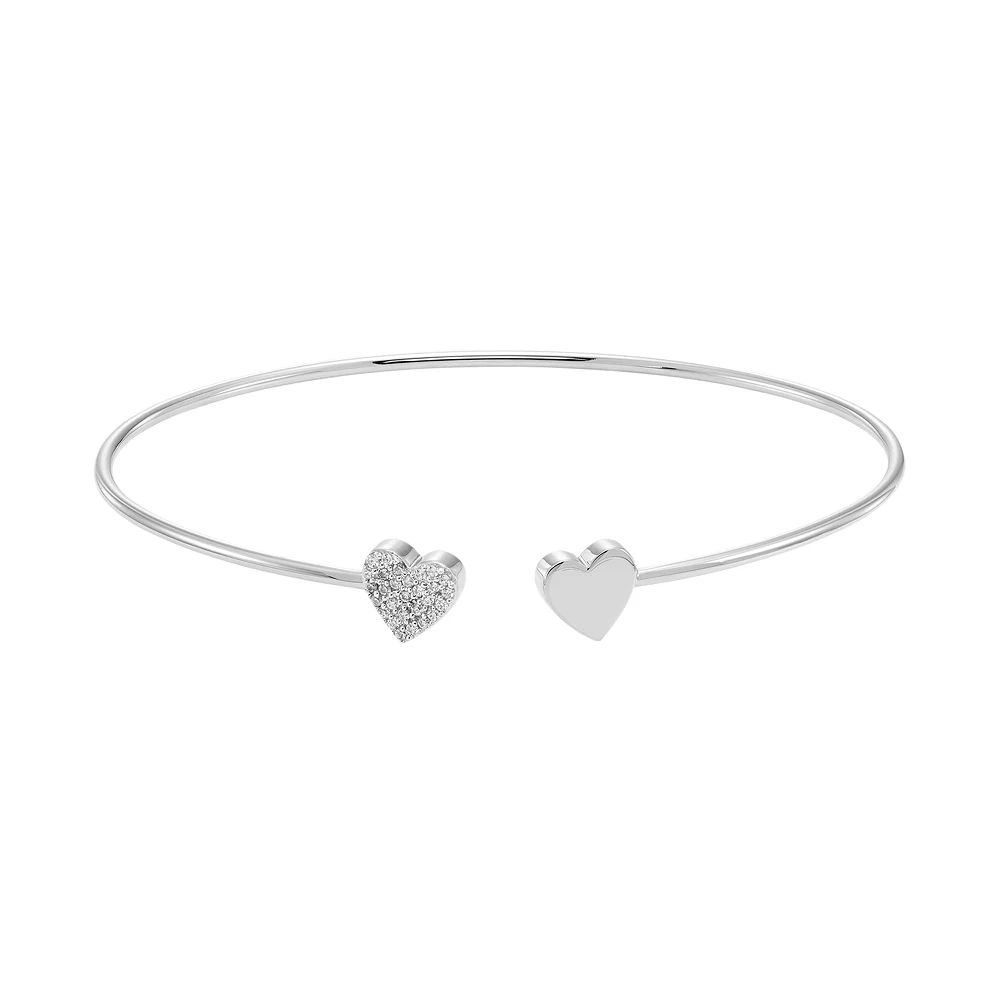 Sterling Silver 1/10 Carat T.W. Diamond Heart Cuff Bracelet | Kohl's