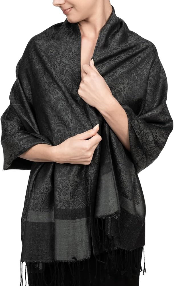 Achillea Two Tone Vintage Jacquard Paisley Pashmina Shawl Wrap Scarf | Amazon (US)