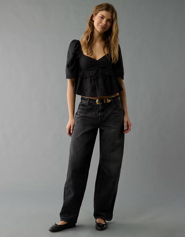 AE Strigid Low-Rise Baggy Barrel Jean | American Eagle Outfitters (US & CA)