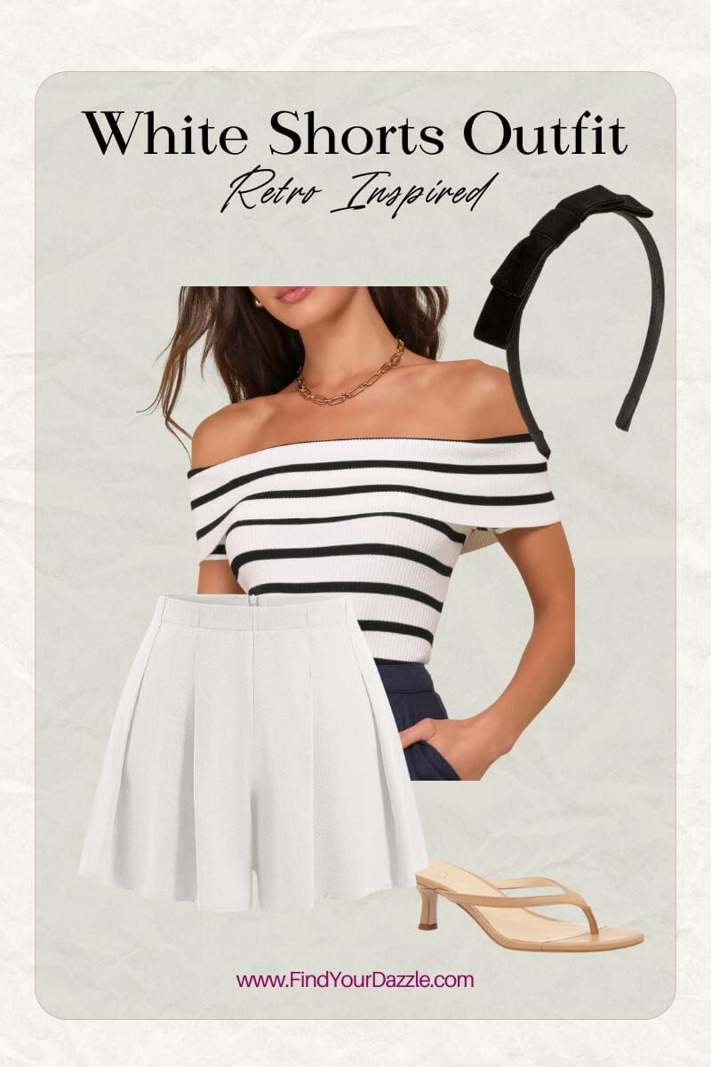 Classic retro white shorts outfit idea for spring and summer. Travel vacation outfit idea!

#LTKTravel #LTKootd #LTKFindsUnder100