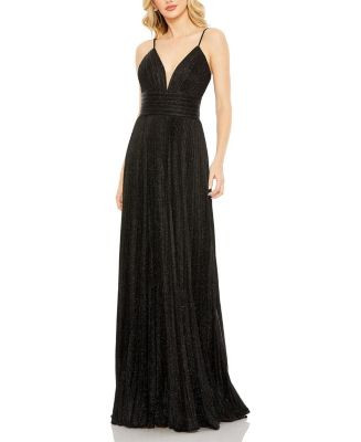 Mac Duggal Shimmer Pleated V neck Gown  | Bloomingdale's Women | Bloomingdale's (US)