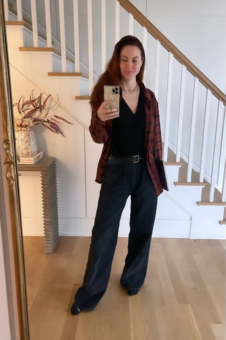 I am obsessed with these pleated jean trousers! Button down shirt is old from True Grit. #citizensofhumanity #ootd #workwear

#LTKworkwear #LTKstyletip