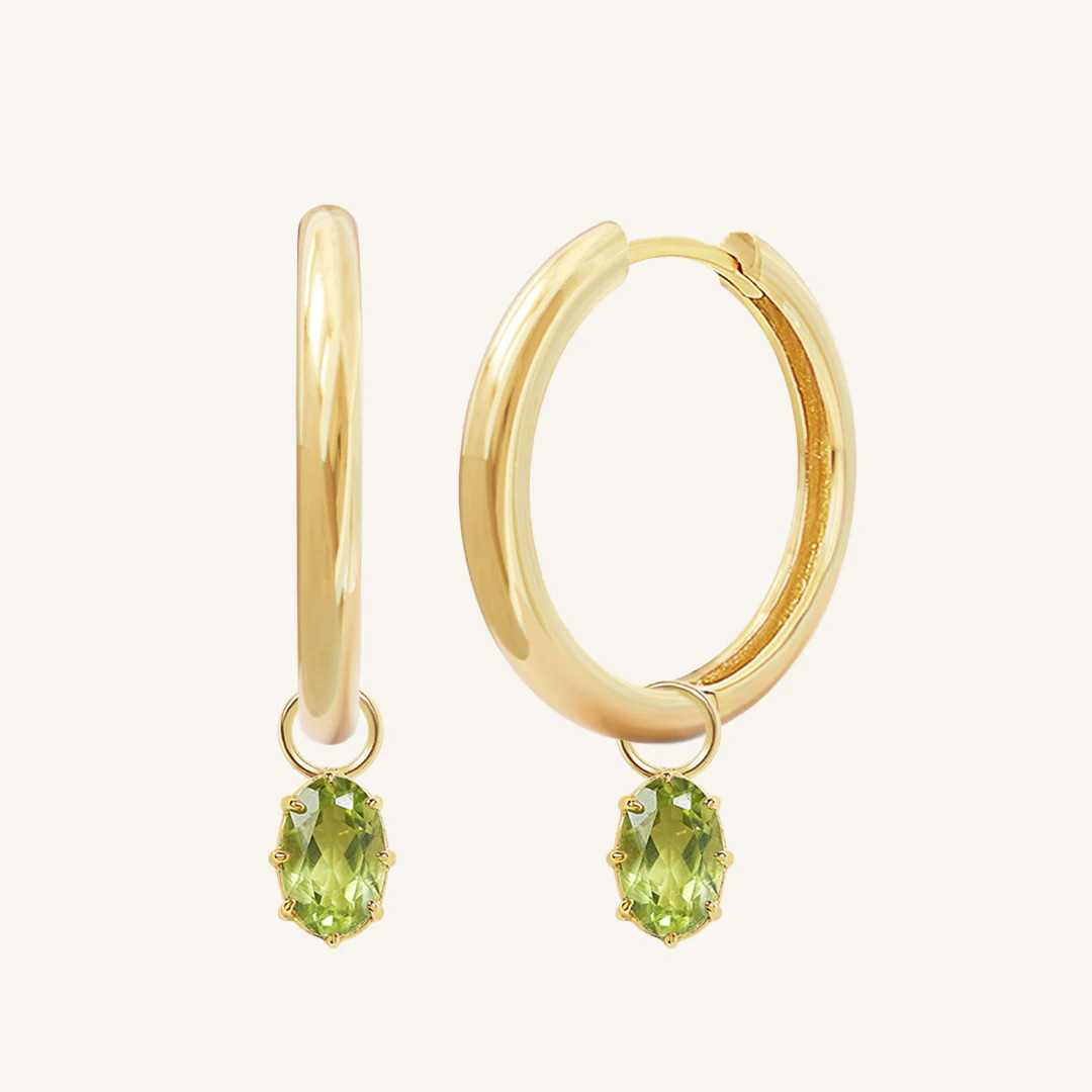 Heritage Plain Hoops | Olive Green Stone Hoops | Francesca Jewellery | Francesca Jewellery