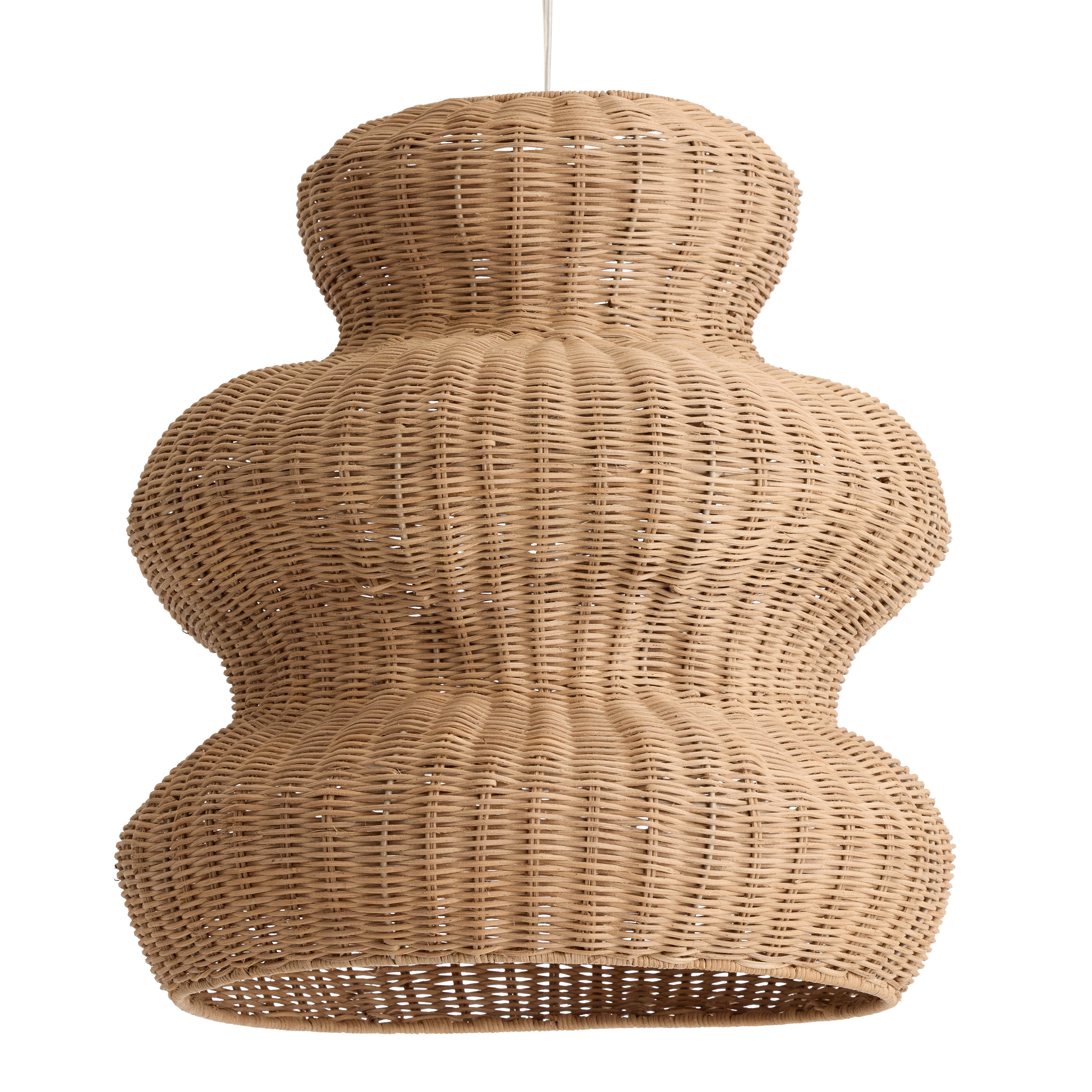 Toffee Brown Handwoven Rattan Wavy 3 Tier Pendant Shade - World Market | World Market