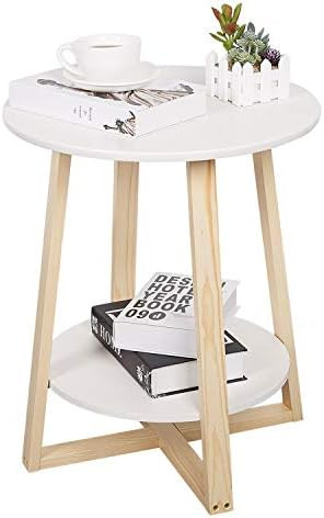 NXN-HOME Round Sofa Side End Table with 2-Tier Storage, White Sofa Small Side Table for Home Offi... | Amazon (US)