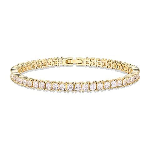 PAVOI 14K Gold Plated 3mm Cubic Zirconia Classic Tennis Bracelet | Gold Bracelets for Women | Siz... | Amazon (US)