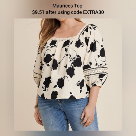 I love this top from Maurices! It's $9.51 after using code EXTRA30! I bought this in a 1X and it fits well! 

#LTKplussize #LTKsalealert #LTKfindsunder50