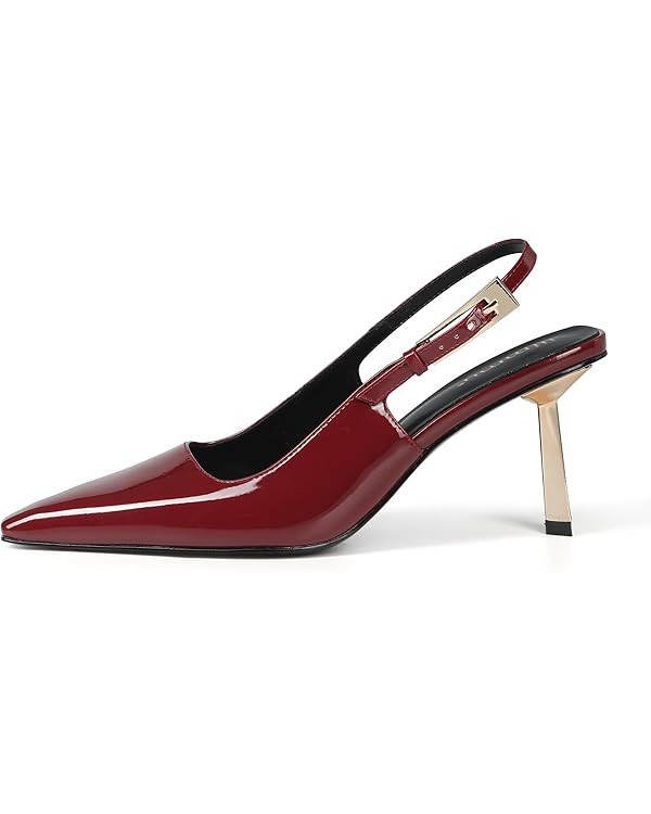 iiimmu Slingback Heels for Women Closed Toe 3.5IN / 4IN Kitten Heels Women Pumps Square Toe Heele... | Amazon (US)
