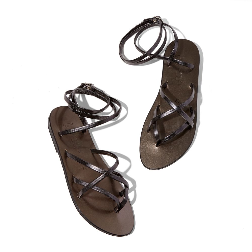 K Jacques Corylis Wraparound Bg Sandals in Metyl Piombo/Epicure Cuivre, Size IT 38 | goop