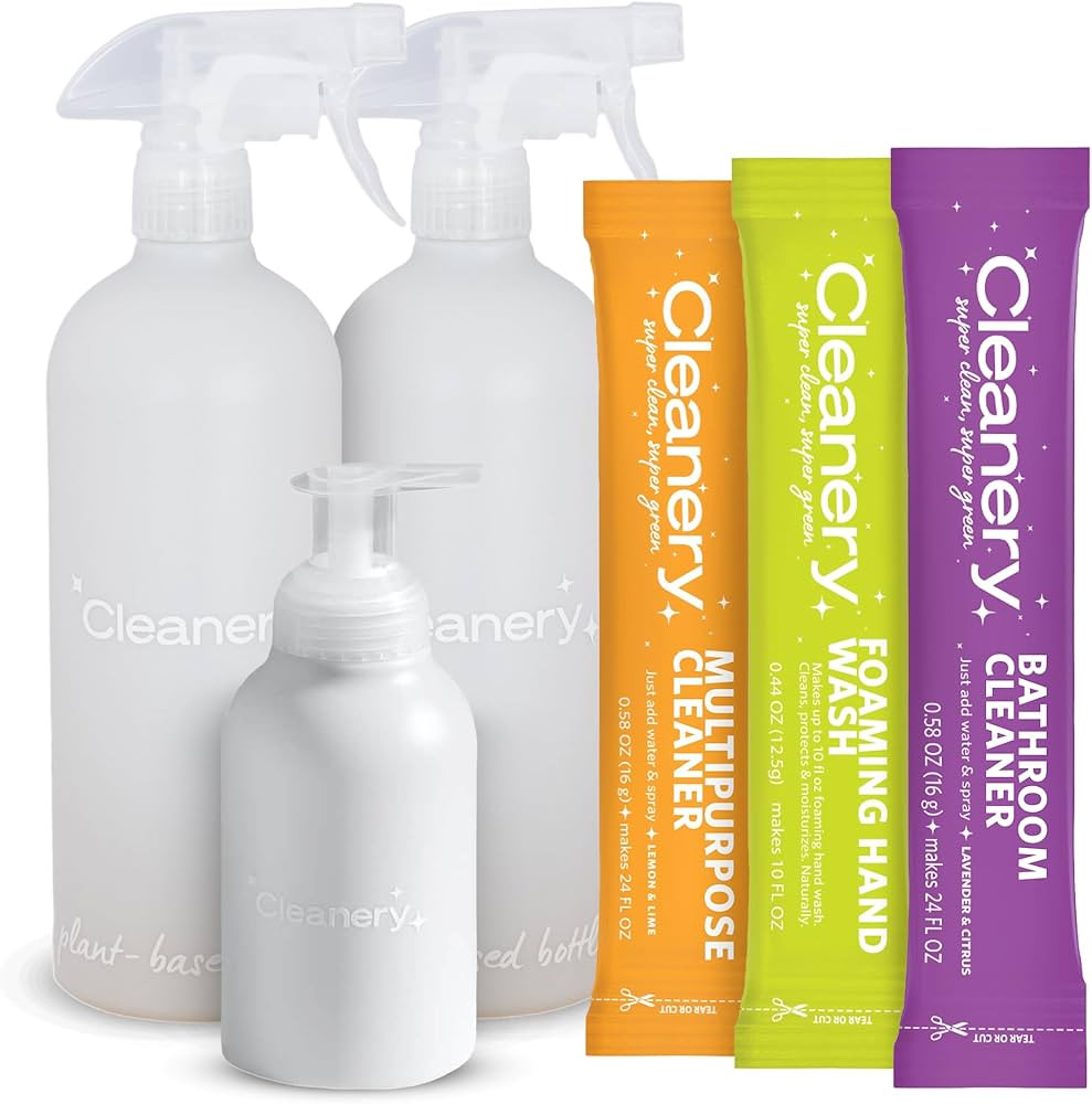 Household Cleaner Refill Concentrate (4pk) & Reusable Plant-Based Bottle (24oz) Kitchens, Bathroo... | Amazon (US)