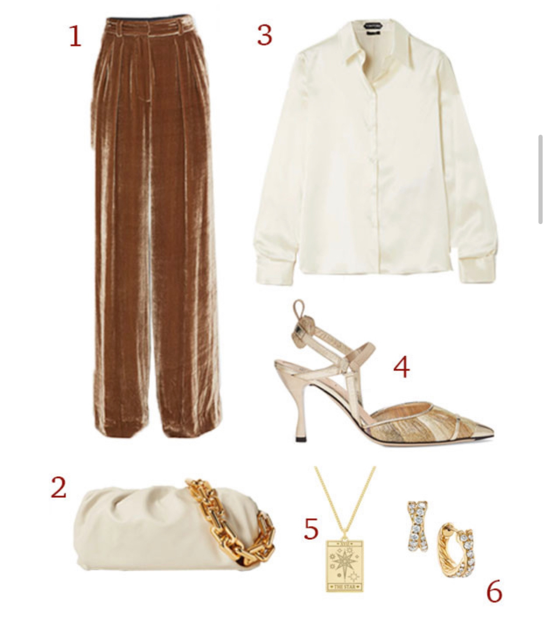Nothing screams fall to me more than texture, and I fell in love with these crushed velvet pants as soon as I saw them. I love the way they pair with a silk top and fun shoes to bring out the warmth and comfort of the holiday season. All of these pieces stand out alone, but mix so well together. 

#thanksgivingstyle #monochrome #cream #allcream #neutral #neutralholiday #rosegold #rosegoldlook #holidaylook #holidaystyle #holidayfashion #ullajohnson #fendi #bottega #newbottega #partystyle #holidaylook #chicaccesories 

#LTKHoliday #LTKSeasonal #LTKstyletip