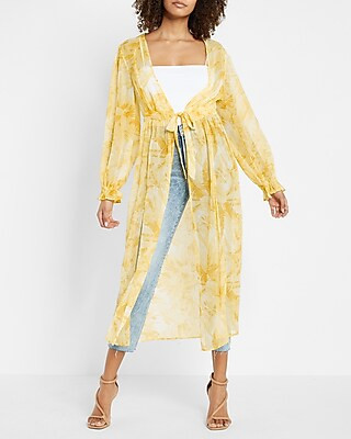 Printed Long Sleeve Maxi Cover-up | Express