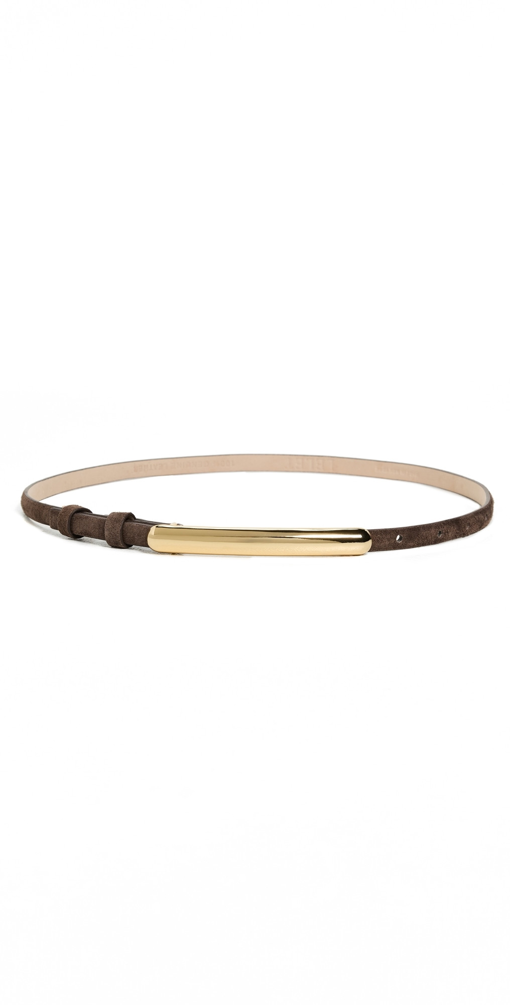 LELET NY Glossy Bar Skinny Suede Belt Chocolate L | Shopbop