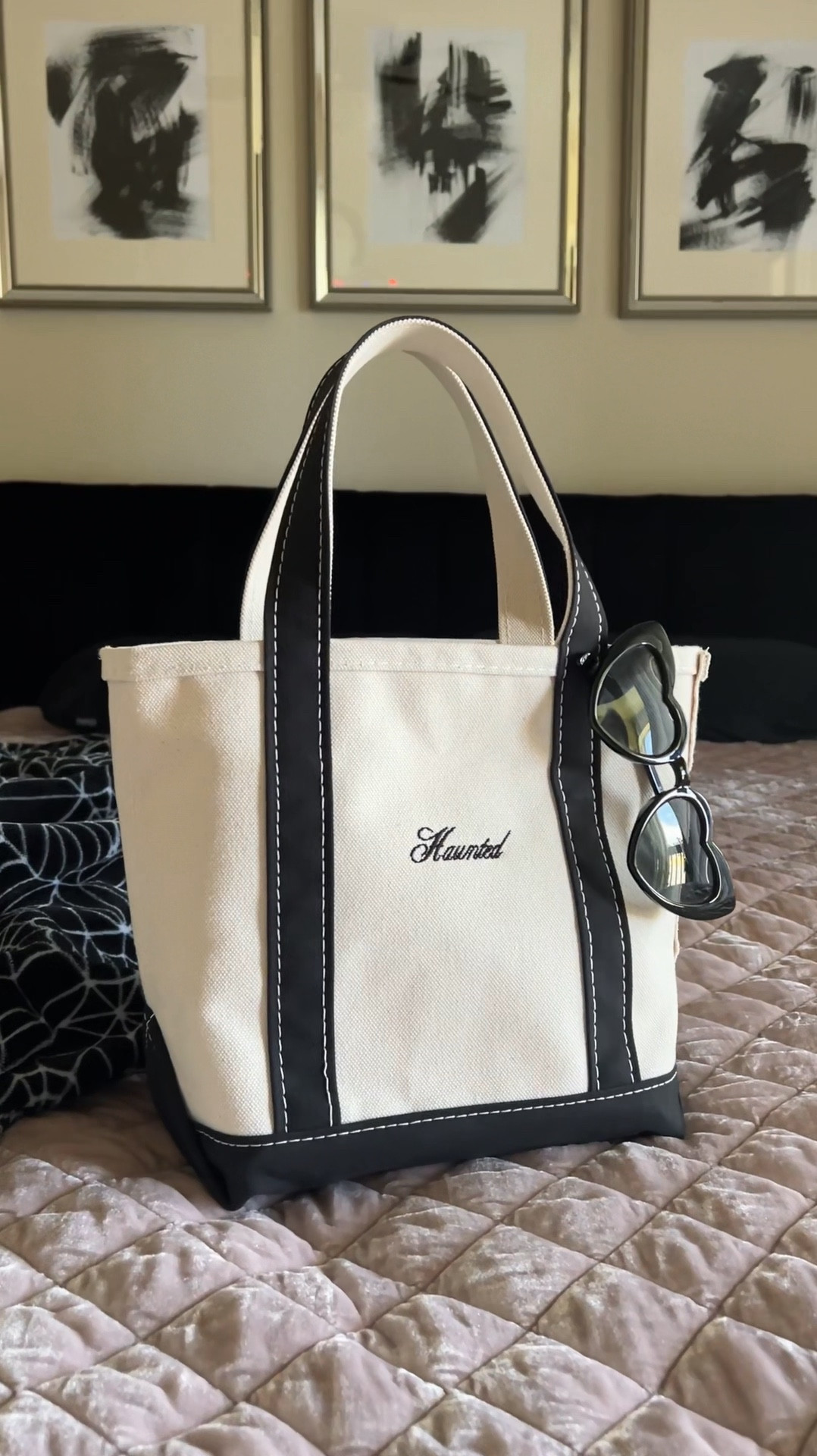 A subtle summerween tote 👻 ll bean black boat and tote small with regular handles embroidered ‘Haunted’ 🖤 halloween summer bag spooky all year code orange 2024 goth heart sunglasses ysl dupe New England preppy Maine diy fall aesthetic 🍁

#LTKStyleTip #LTKMidsize #LTKFindsUnder50