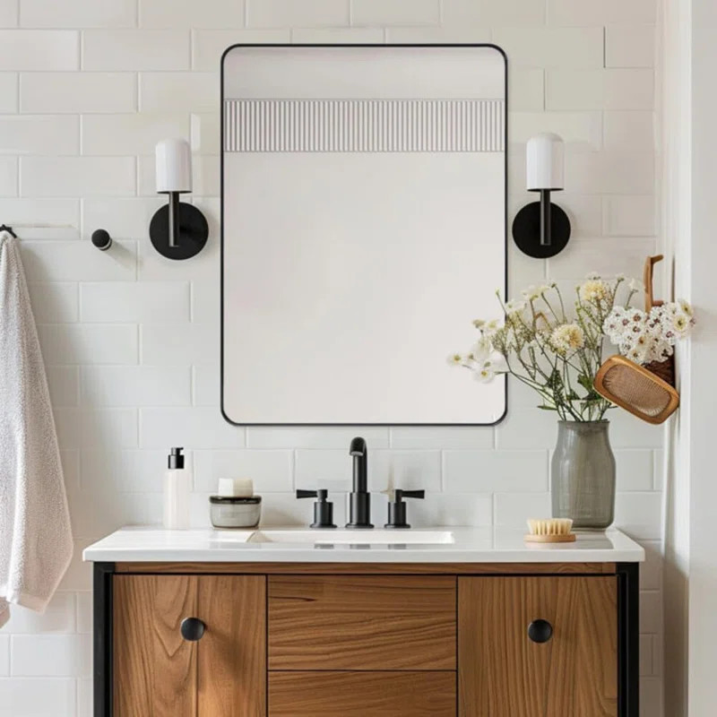 Inse Modern Stainless Steel Frame Rounded Rectangle Mirror for Bathroom/ Vanity/ Wall | Wayfair North America