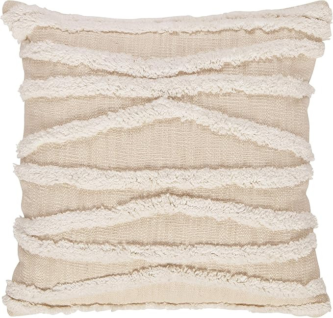 Rivet Modern Fuzzy Lines Throw Pillow - 18 x 18 Inch, White | Amazon (US)