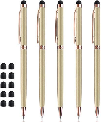 ChaoQ Stylus Pens for Touch Screens (5 Pcs), 2 in 1 Slim Rose Gold Clip Capacitive Stylus Ballpoint  | Amazon (US)