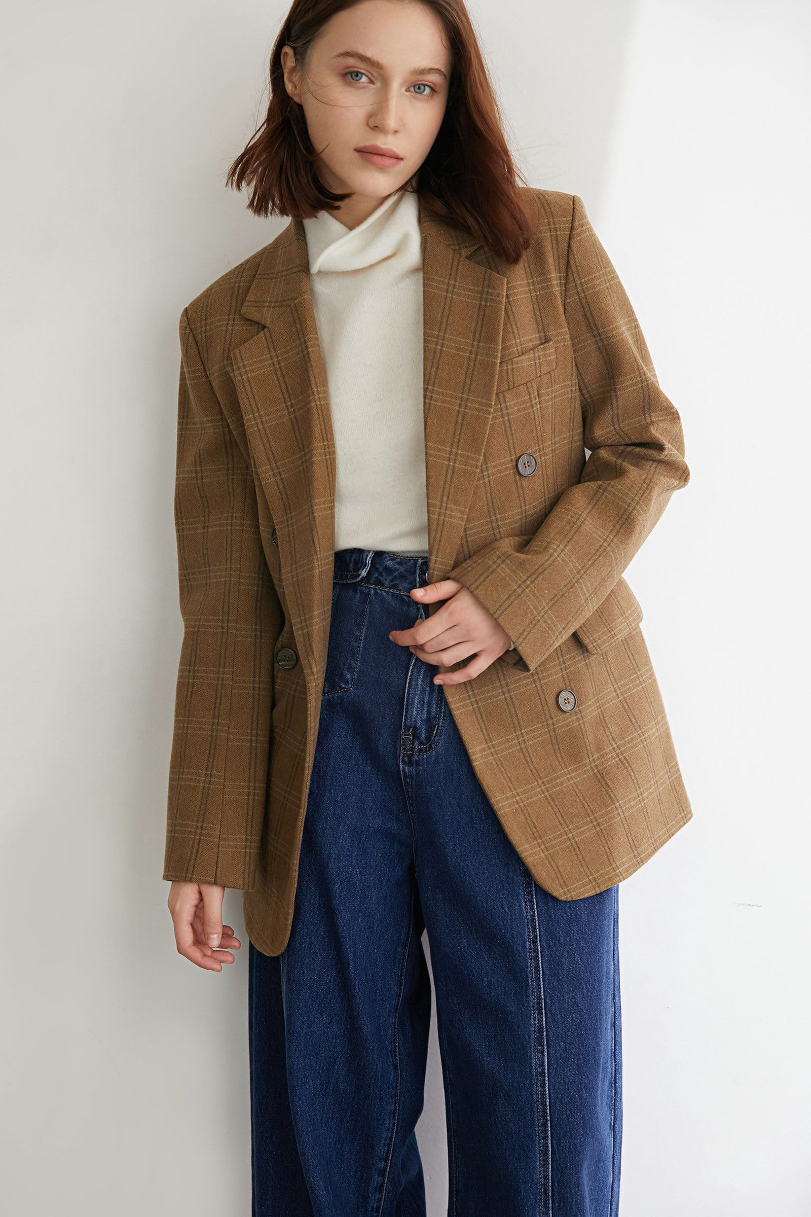 Chany Dark Golden Rod Premium Wool Double Breasted Blazer | J.ING