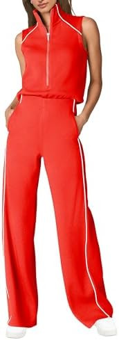 SENSERISE Womens Summer Jumpsuits Dressy Casual Sleeveless Mock Neck Top Wide Leg Pants Romper wi... | Amazon (US)