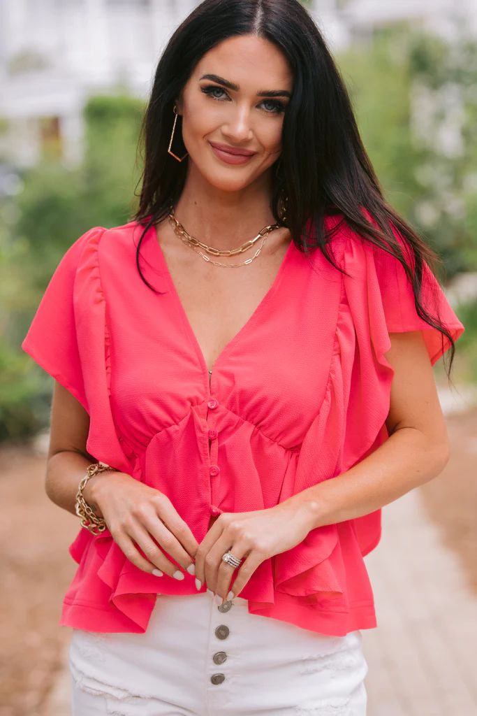 Take Your Love Pink Ruffled Top | The Mint Julep Boutique