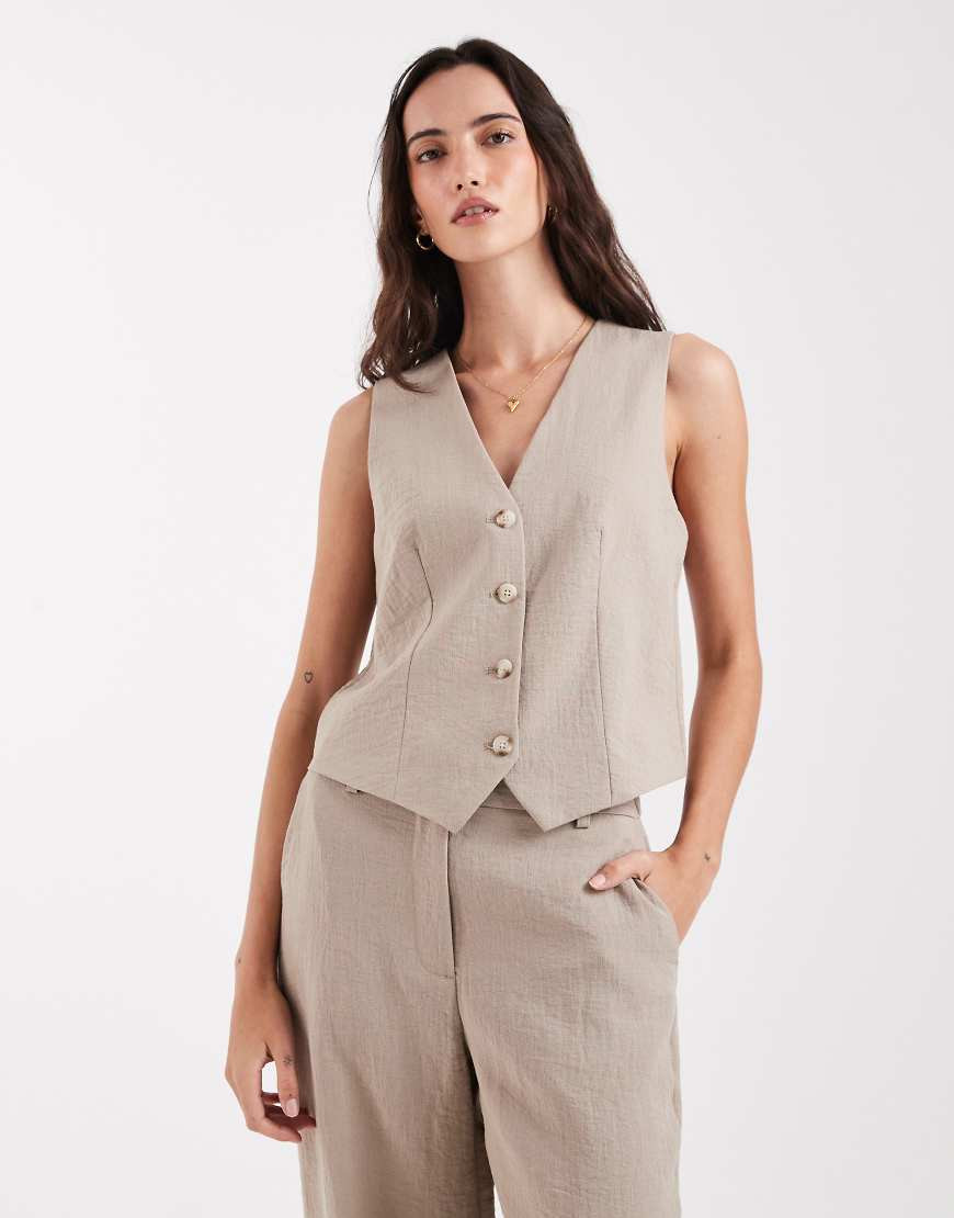 Object mix & match tailoried waistcoat co-ord in taupe-Neutral | ASOS (Global)