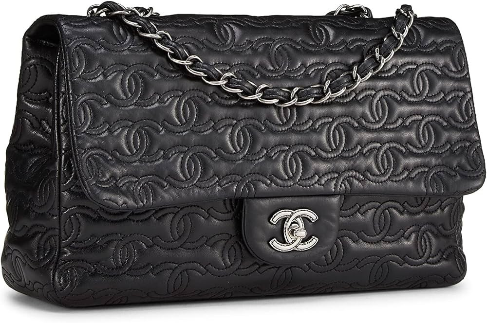 Amazon.com: Chanel, Pre-Loved Black 'CC' Lambskin Classic Flap Jumbo, Black : Clothing, Shoes & J... | Amazon (US)