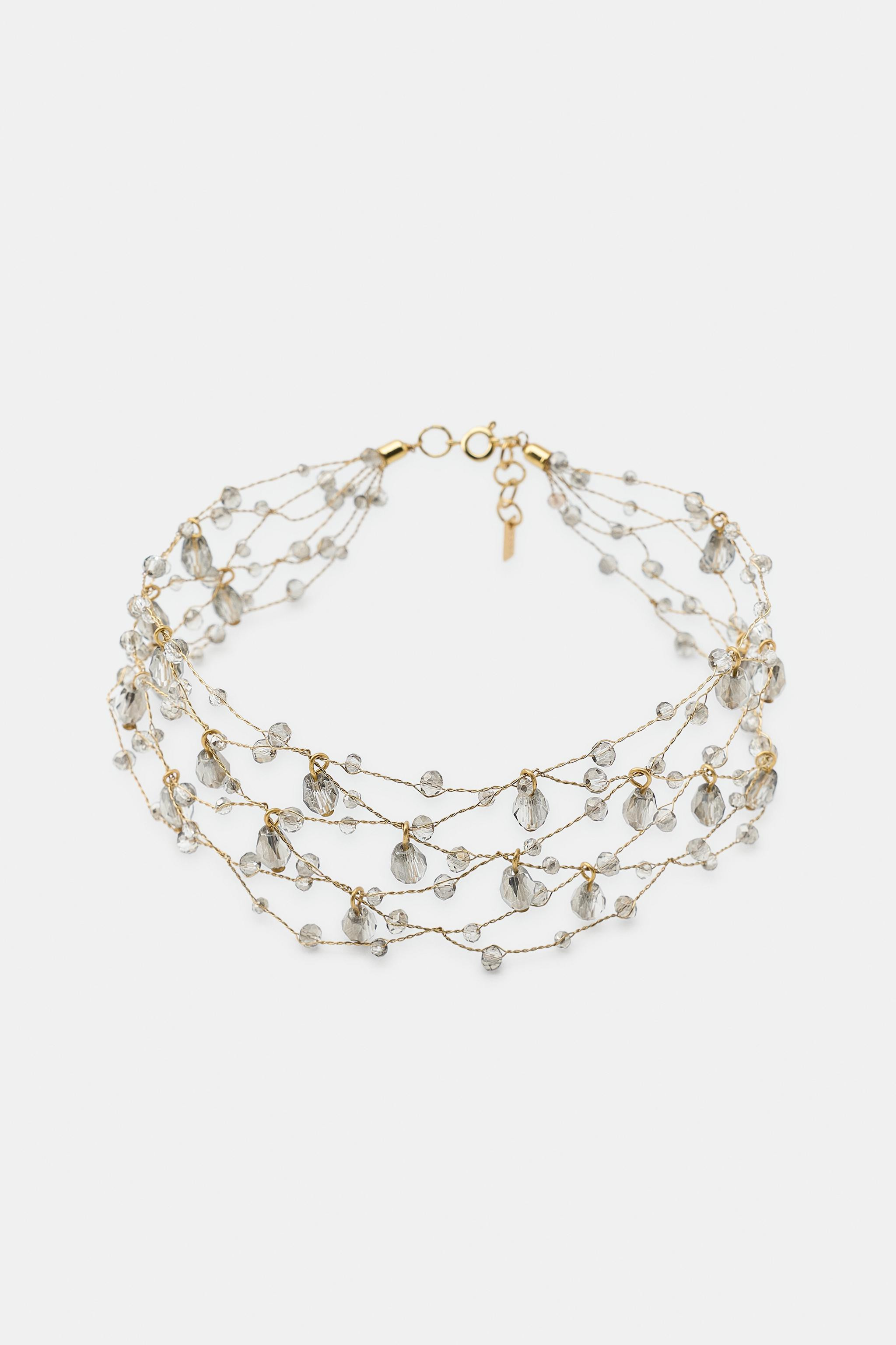 METALLIC MULTI-STRAND CRYSTAL CHOKER | Zara US