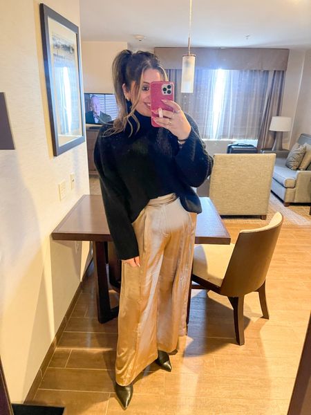 Who says satin is only for the holiday season? I got these pants to wear during the holidays but I didn’t get around to wearing them, so I decided to styled them for work today and I ended up loving this look! ✨

The pants are sold out in gold but they are still in stock in the satin white color! 

#LTKworkwear #LTKFind