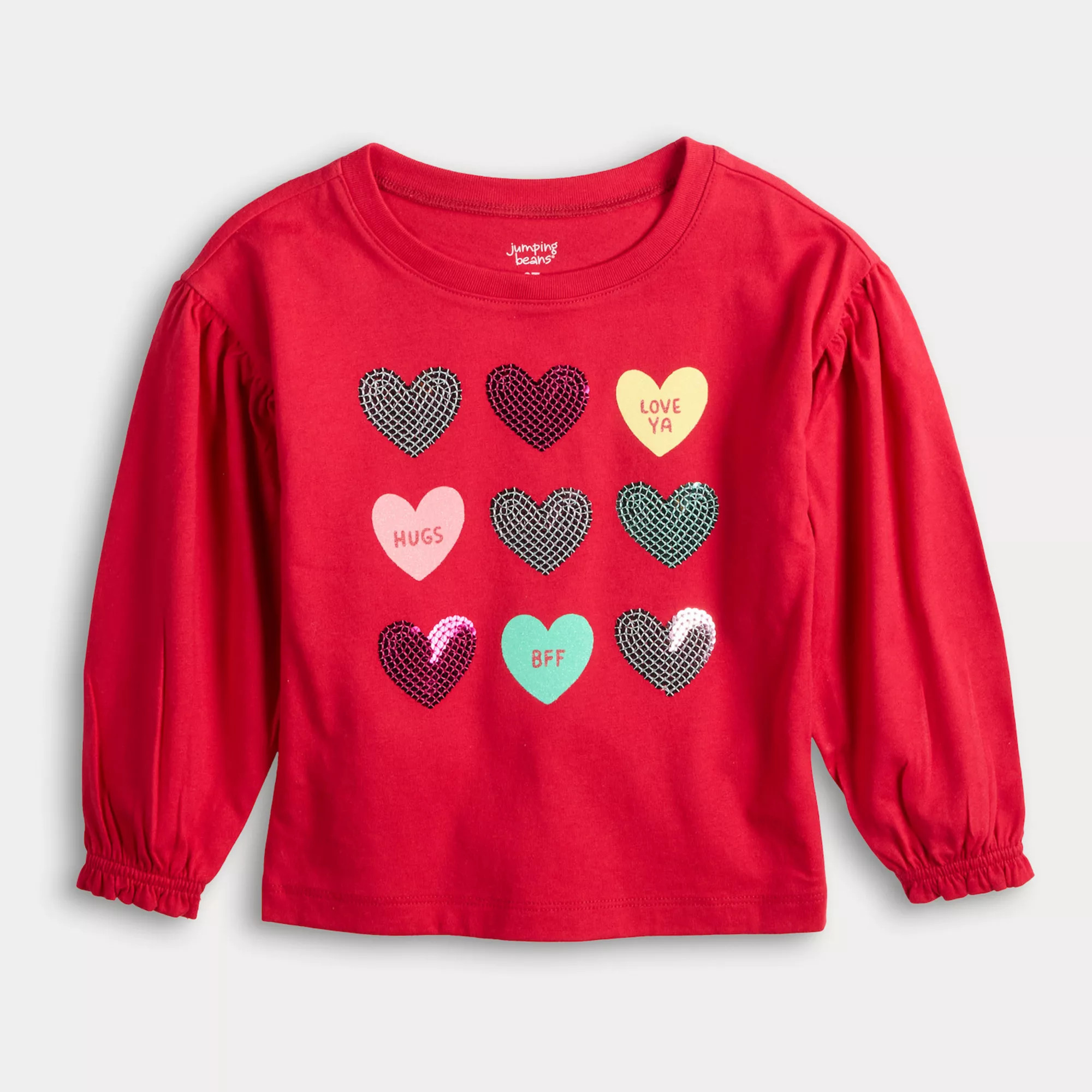 Baby & Toddler Jumping Beans® Ruffle Cuff Long Sleeve Heart Graphic Tee | Kohl's