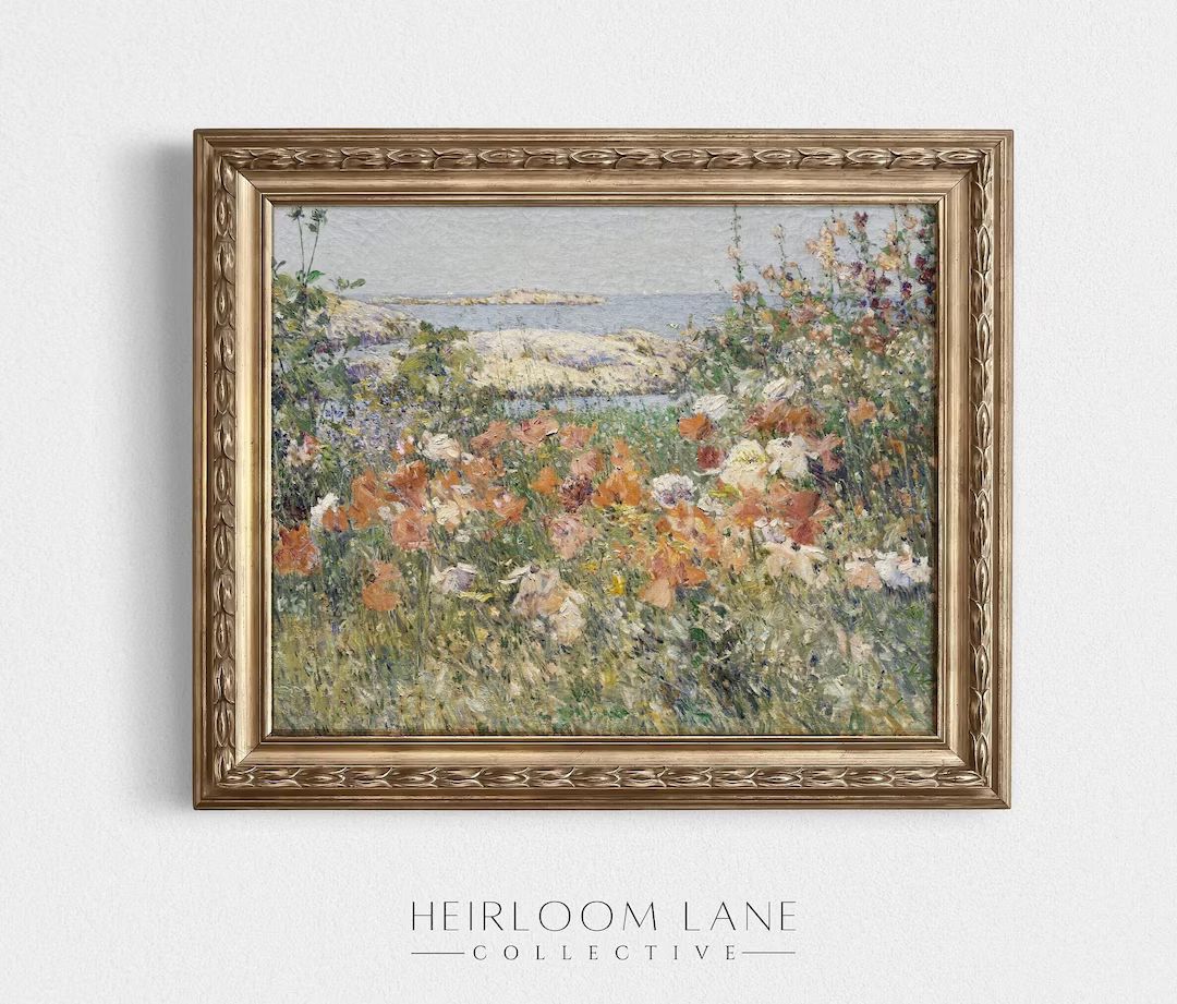 Wildflowers by the Sea Print Digital Download Spring Floral Artwork Country Cottage Art Vintage F... | Etsy (US)