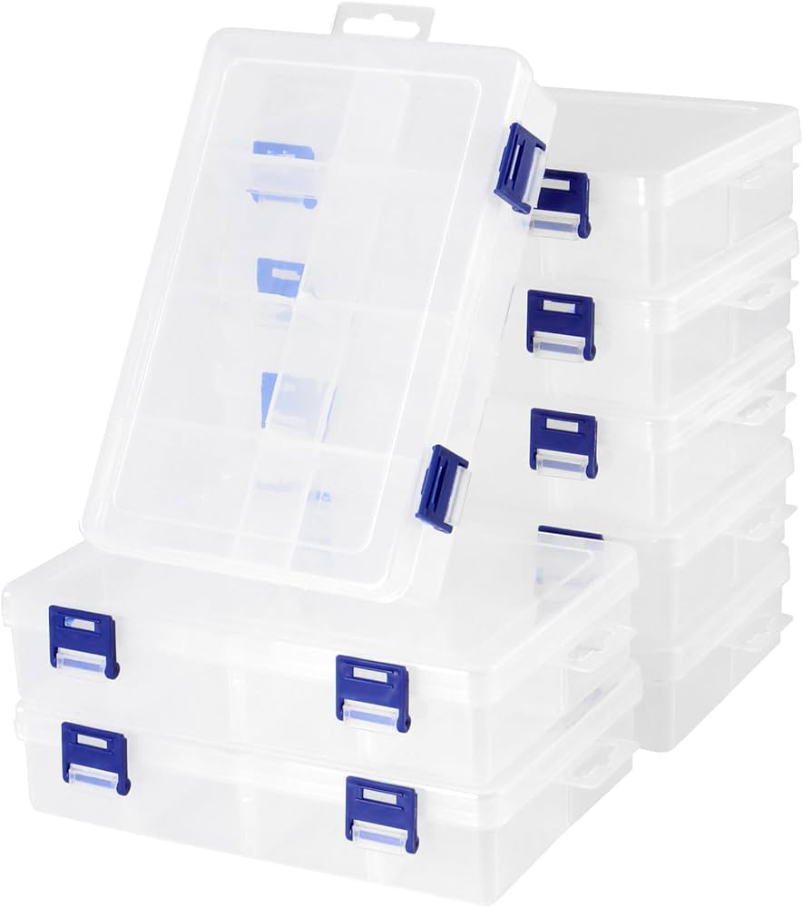 TAICHEUT 8 PCS 8 Grid Plastic Organizer Box, Clear Storage Box with Dividers Tackle Box Organizer... | Amazon (US)