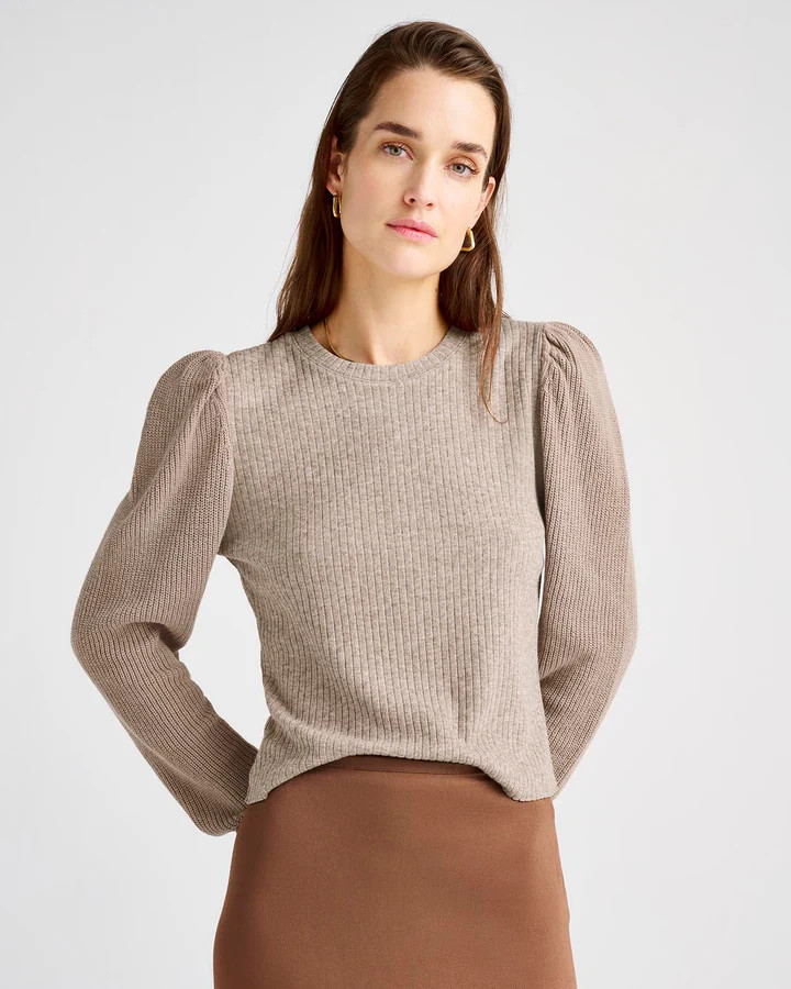 London Rib Puff Sleeve Top | Splendid | Splendid