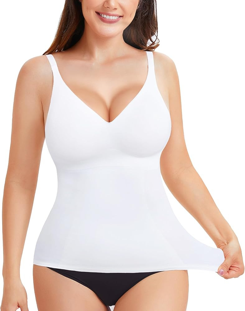 LODAY Compression Tank Tops for Women Tummy Control Shapewear Seamless Body Shaper Workout V-Neck... | Amazon (US)