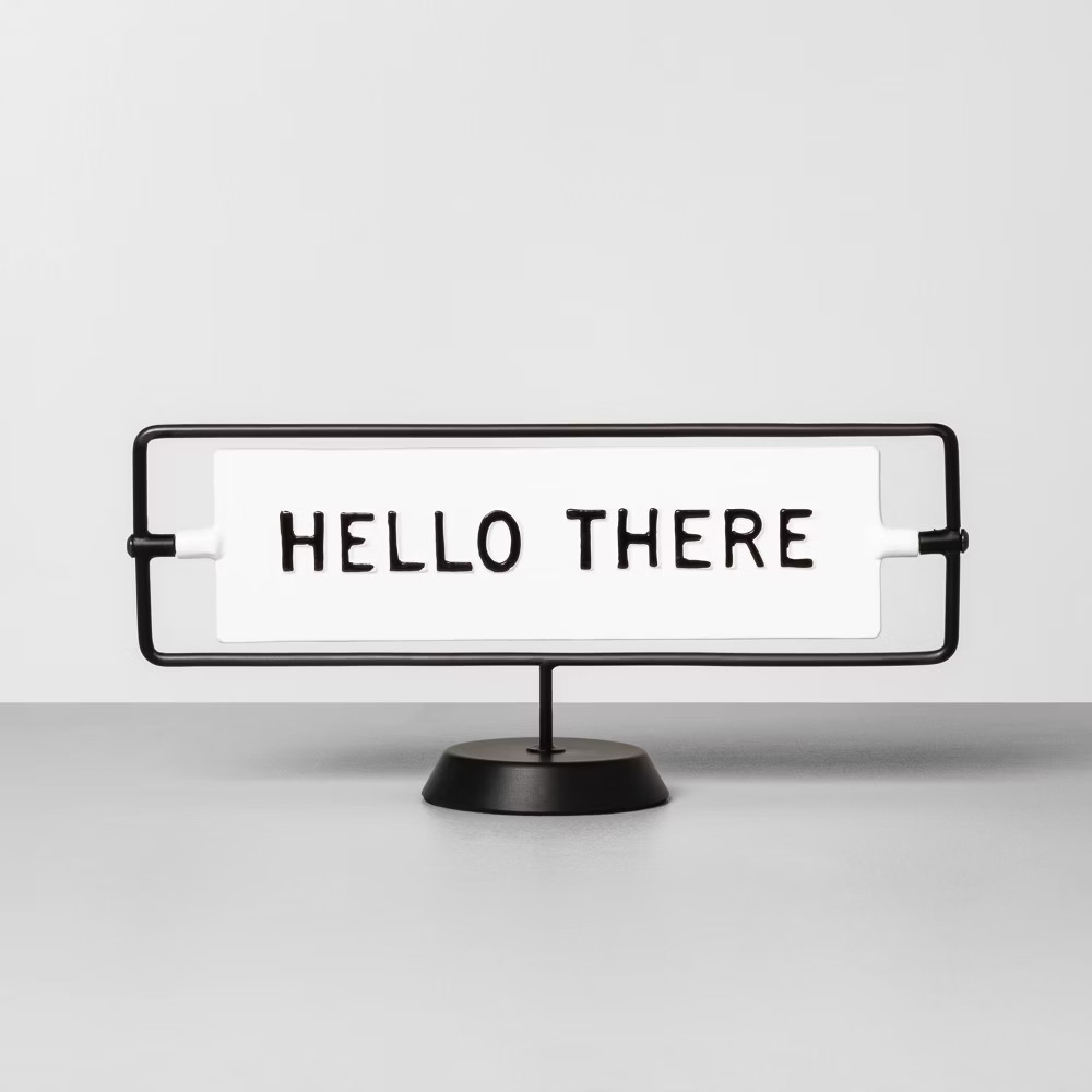 'Hello There / Miss You Already' Reversible Sign White/Black - Hearth & Hand with Magnolia | Target