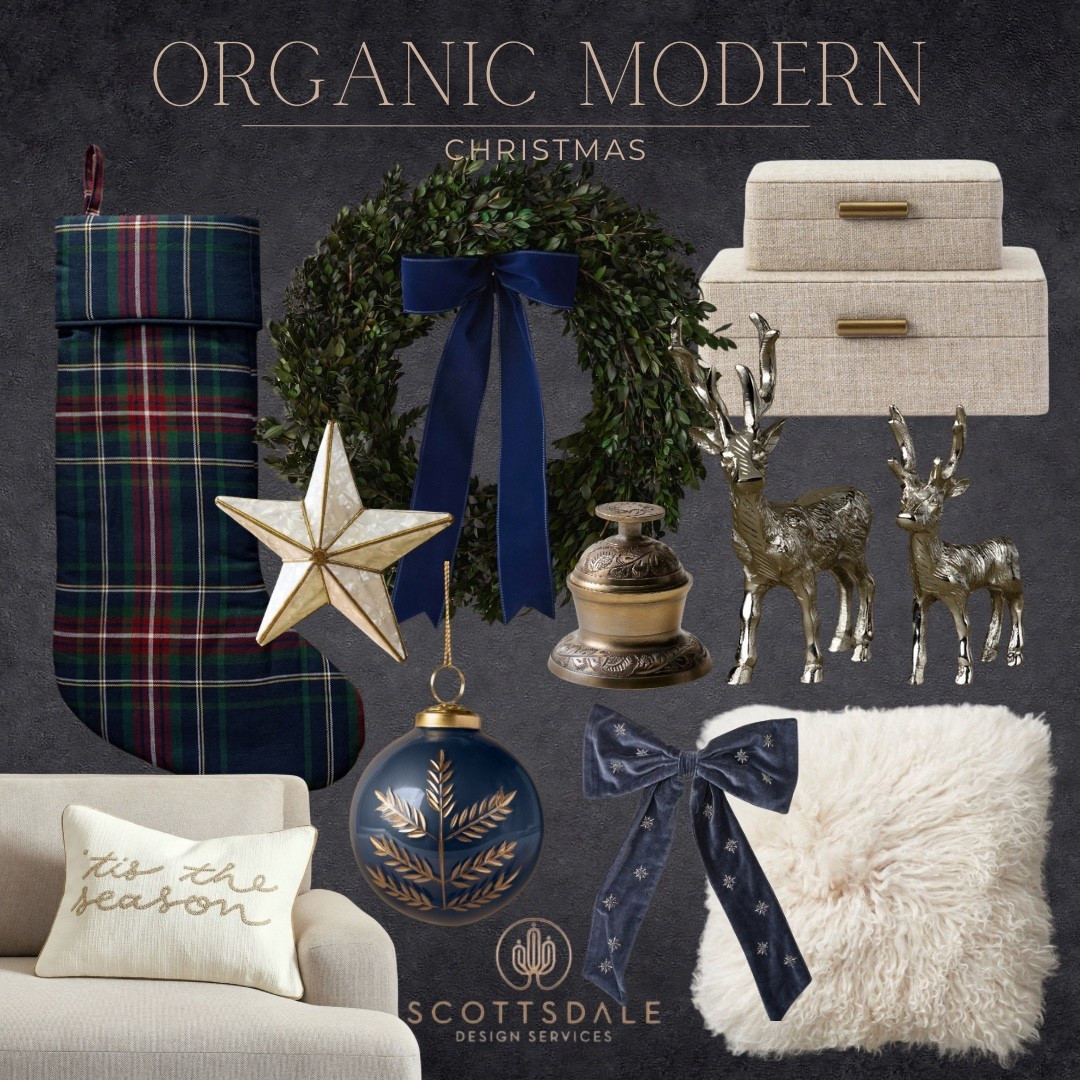 Organic modern holiday🎄 

Christmas decor, decorative box, velvet bow, holiday pillow, stocking, decorative deer, wreath

#LTKHome #LTKSeasonal
