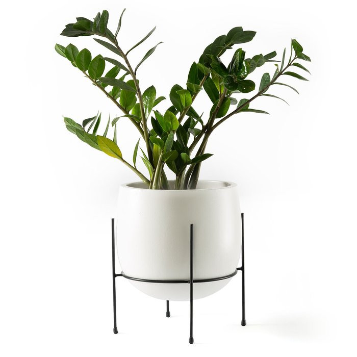 Kuza 27cm Diameter Ceramic Flower Pot on Metal Base | La Redoute (UK)