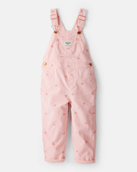 Toddler Girl Bow Print Corduroy Overalls - Pink | Carter's Inc