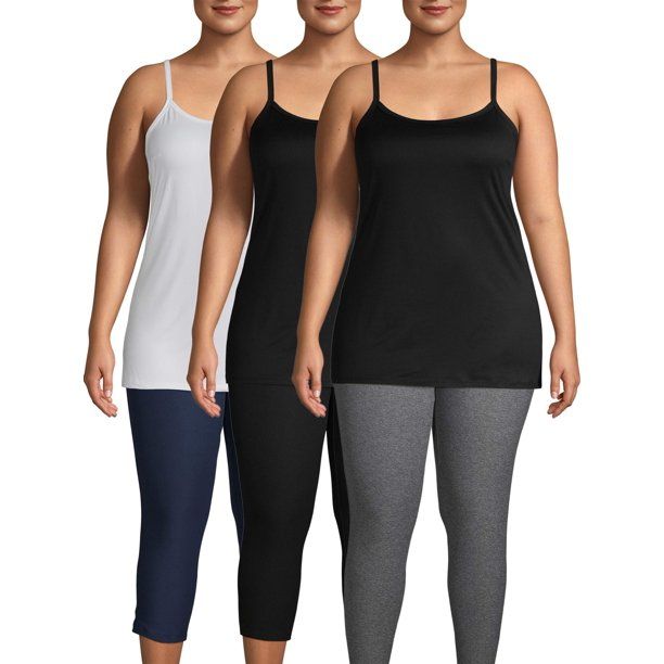 Terra & Sky Women's Plus Size Everyday Essential Tunic Length Cami, 3-Pack Bundle | Walmart (US)